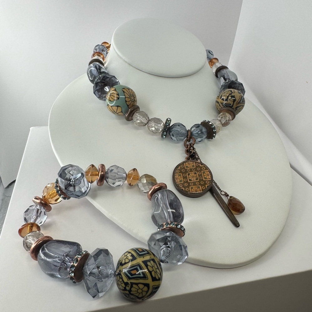 Pilgrim Y2K chunky Beaded Necklace and Bracelet Set